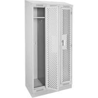 Clean Line Lockers, Bank of 3, 36" x 18" x 82", Steel, Grey, Rivet (Assembled), Perforated Action Paper