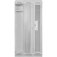 Clean Line Lockers, Bank of 3, 36" x 18" x 82", Steel, Grey, Rivet (Assembled), Perforated Action Paper