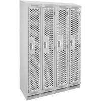 Clean Line Lockers, Bank of 4, 48" x 18" x 82", Steel, Grey, Rivet (Assembled), Perforated Action Paper