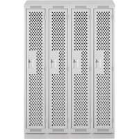 Clean Line Lockers, Bank of 4, 48" x 18" x 82", Steel, Grey, Rivet (Assembled), Perforated Action Paper