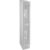 Clean Line Lockers, 2 -tier, 12" x 12" x 82", Steel, Grey, Rivet (Assembled), Perforated Action Paper