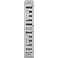 Clean Line Lockers, 2 -tier, 12" x 12" x 82", Steel, Grey, Rivet (Assembled), Perforated Action Paper