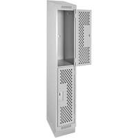 Clean Line Lockers, 2 -tier, 12" x 12" x 82", Steel, Grey, Rivet (Assembled), Perforated Action Paper