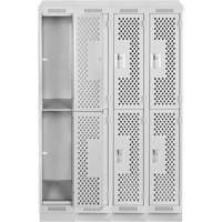 Clean Line Lockers, 2 -tier, Bank of 4, 48" x 15" x 82", Steel, Grey, Rivet (Assembled), Perforated Action Paper