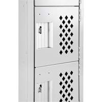 Assembled Clean Line Perforated Economy Lockers, 6 -tier, Bank of 4, 18" x 72" x 12", Steel Action Paper