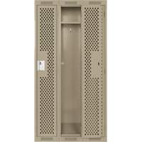 Clean Line Lockers, Bank of 3, 36" x 15" x 72", Steel, Beige, Rivet (Assembled), Perforated Action Paper