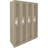 Clean Line Lockers, Bank of 4, 48" x 15" x 72", Steel, Beige, Rivet (Assembled), Perforated Action Paper