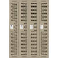 Clean Line Lockers, Bank of 4, 48" x 15" x 72", Steel, Beige, Rivet (Assembled), Perforated Action Paper