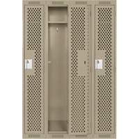 Clean Line Lockers, Bank of 4, 48" x 15" x 72", Steel, Beige, Rivet (Assembled), Perforated Action Paper