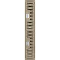 Clean Line Lockers, 2 -tier, 12" x 15" x 72", Steel, Beige, Rivet (Assembled), Perforated Action Paper