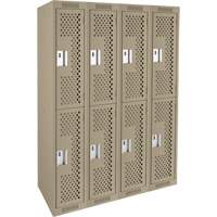 Clean Line Lockers, 2 -tier, Bank of 4, 48" x 15" x 72", Steel, Beige, Rivet (Assembled), Perforated Action Paper