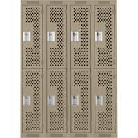 Clean Line Lockers, 2 -tier, Bank of 4, 48" x 15" x 72", Steel, Beige, Rivet (Assembled), Perforated Action Paper