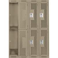Clean Line Lockers, 2 -tier, Bank of 4, 48" x 15" x 72", Steel, Beige, Rivet (Assembled), Perforated Action Paper