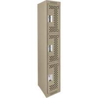 Casiers Clean Line, 3 niveaux, 12" x 12" x 72", Acier, Beige, Rivet (assembl&eacute;), Perfor&eacute; Action Paper