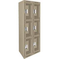 Casiers Clean Line, 3 niveaux, Bloc de 2, 24" x 12" x 72", Acier, Beige, Rivet (assembl&eacute;), Perfor&eacute; Action Paper