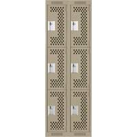 Casiers Clean Line, 3 niveaux, Bloc de 2, 24" x 12" x 72", Acier, Beige, Rivet (assembl&eacute;), Perfor&eacute; Action Paper