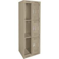 Casiers Clean Line, 3 niveaux, Bloc de 2, 24" x 12" x 72", Acier, Beige, Rivet (assembl&eacute;), Perfor&eacute; Action Paper