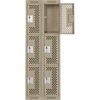 Casiers Clean Line, 3 niveaux, Bloc de 2, 24" x 12" x 72", Acier, Beige, Rivet (assembl&eacute;), Perfor&eacute; Action Paper
