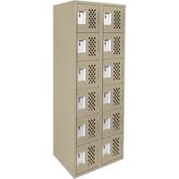 Assembled Lockerettes Clean Line Perforated Economy Lockers, 6 -tier, Bank of 2, 18" x 72" x 12", Steel Action Paper