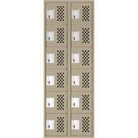Assembled Lockerettes Clean Line Perforated Economy Lockers, 6 -tier, Bank of 2, 18" x 72" x 12", Steel Action Paper