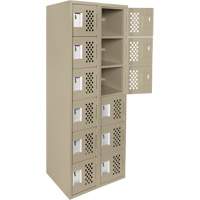 Assembled Lockerettes Clean Line Perforated Economy Lockers, 6 -tier, Bank of 2, 18" x 72" x 12", Steel Action Paper
