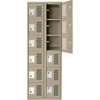Assembled Lockerettes Clean Line Perforated Economy Lockers, 6 -tier, Bank of 2, 18" x 72" x 12", Steel Action Paper