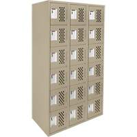 Assembled Lockerettes Clean Line Perforated Economy Lockers, 6 -tier, Bank of 3, 18" x 72" x 12", Steel Action Paper