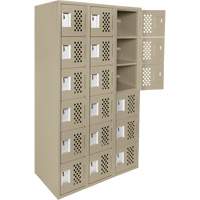 Assembled Lockerettes Clean Line Perforated Economy Lockers, 6 -tier, Bank of 3, 18" x 72" x 12", Steel Action Paper
