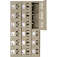 Assembled Lockerettes Clean Line Perforated Economy Lockers, 6 -tier, Bank of 3, 18" x 72" x 12", Steel Action Paper