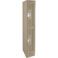 Casiers Clean Line, 2 niveaux, 12" x 15" x 76", Acier, Beige, Rivet (assembl&eacute;), Perfor&eacute; Action Paper