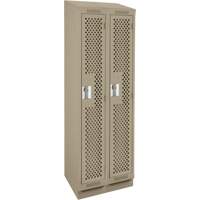 Clean Line Lockers, Bank of 2, 24" x 18" x 82", Steel, Beige, Rivet (Assembled), Perforated Action Paper