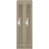 Clean Line Lockers, Bank of 2, 24" x 18" x 82", Steel, Beige, Rivet (Assembled), Perforated Action Paper