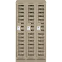 Clean Line Lockers, Bank of 3, 36" x 18" x 82", Steel, Beige, Rivet (Assembled), Perforated Action Paper