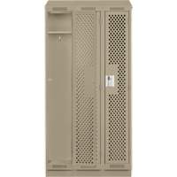 Clean Line Lockers, Bank of 3, 36" x 18" x 82", Steel, Beige, Rivet (Assembled), Perforated Action Paper