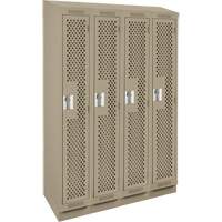 Clean Line Lockers, Bank of 4, 48" x 18" x 82", Steel, Beige, Rivet (Assembled), Perforated Action Paper
