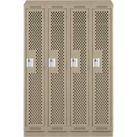 Clean Line Lockers, Bank of 4, 48" x 18" x 82", Steel, Beige, Rivet (Assembled), Perforated Action Paper