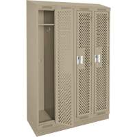 Clean Line Lockers, Bank of 4, 48" x 18" x 82", Steel, Beige, Rivet (Assembled), Perforated Action Paper