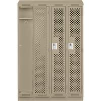 Clean Line Lockers, Bank of 4, 48" x 18" x 82", Steel, Beige, Rivet (Assembled), Perforated Action Paper