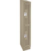 Clean Line Lockers, 2 -tier, 12" x 15" x 82", Steel, Beige, Rivet (Assembled), Perforated Action Paper