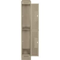 Clean Line Lockers, 2 -tier, 12" x 15" x 82", Steel, Beige, Rivet (Assembled), Perforated Action Paper