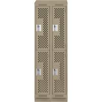 Clean Line Lockers, 2 -tier, Bank of 2, 24" x 15" x 82", Steel, Beige, Rivet (Assembled), Perforated Action Paper
