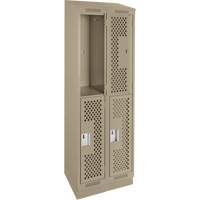 Clean Line Lockers, 2 -tier, Bank of 2, 24" x 15" x 82", Steel, Beige, Rivet (Assembled), Perforated Action Paper