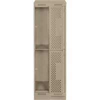 Clean Line Lockers, 2 -tier, Bank of 2, 24" x 15" x 82", Steel, Beige, Rivet (Assembled), Perforated Action Paper