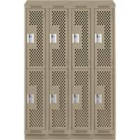 Clean Line Lockers, 2 -tier, Bank of 4, 48" x 15" x 82", Steel, Beige, Rivet (Assembled), Perforated Action Paper