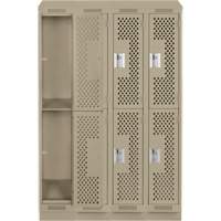 Clean Line Lockers, 2 -tier, Bank of 4, 48" x 15" x 82", Steel, Beige, Rivet (Assembled), Perforated Action Paper