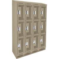 Casiers Clean Line, 3 niveaux, Bloc de 4, 48" x 18" x 82", Acier, Beige, Rivet (assembl&eacute;), Perfor&eacute; Action Paper
