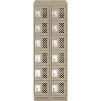 Assembled Lockerettes Clean Line Perforated Economy Lockers, 6 -tier, Bank of 2, 18" x 72" x 12", Steel Action Paper