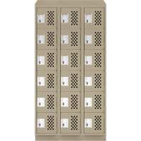 Assembled Lockerettes Clean Line Perforated Economy Lockers, 6 -tier, Bank of 3, 18" x 72" x 12", Steel Action Paper