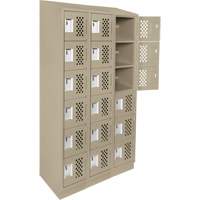 Assembled Lockerettes Clean Line Perforated Economy Lockers, 6 -tier, Bank of 3, 18" x 72" x 12", Steel Action Paper