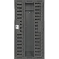 Clean Line Lockers, Bank of 3, 36" x 15" x 72", Steel, Charcoal, Rivet (Assembled), Perforated Action Paper